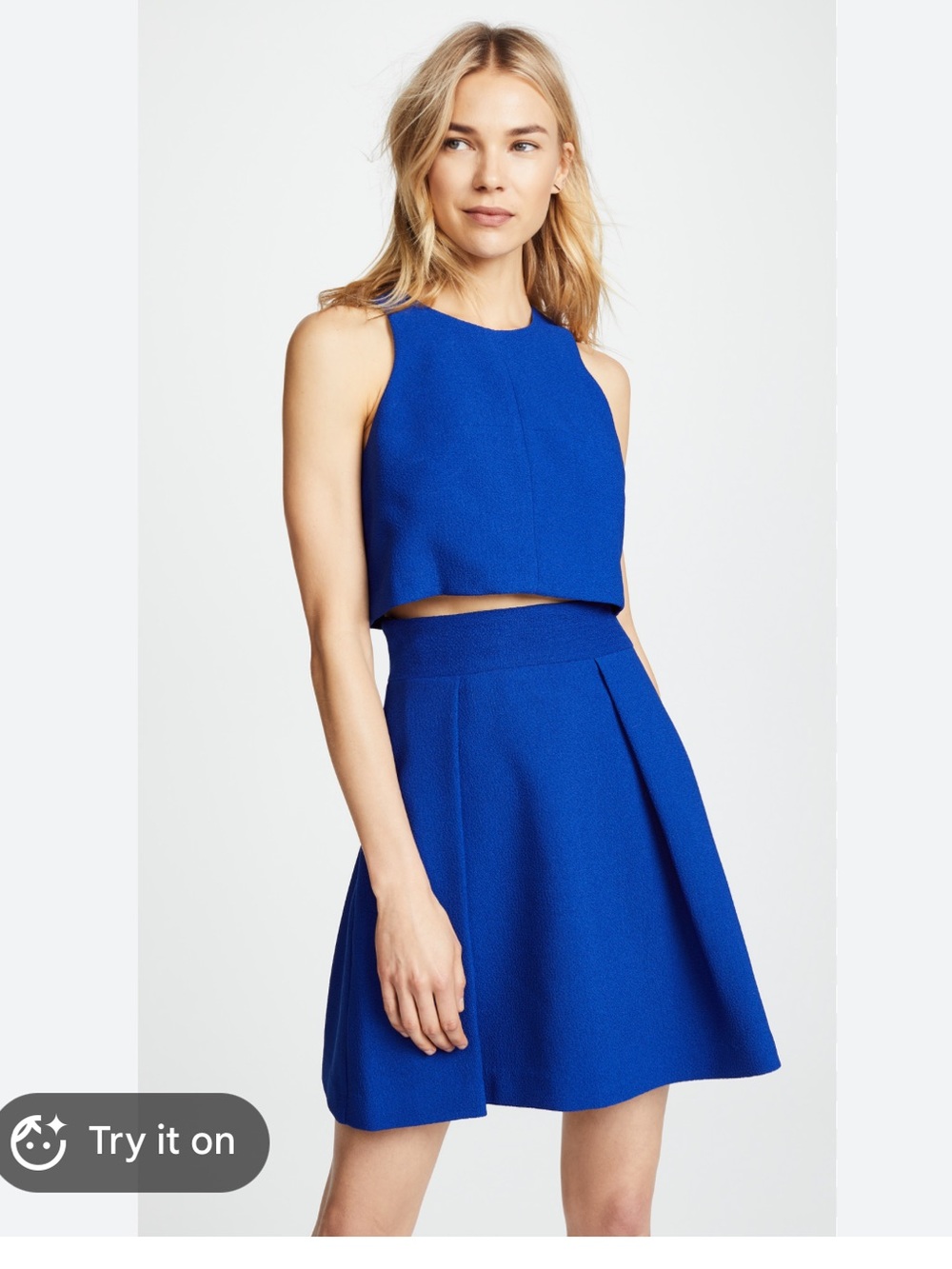Black Halo Electric Blue Sanibel Textured Sleeveless 2-Piece Dress Set sz 8